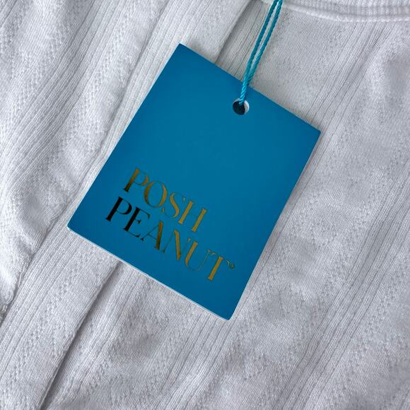 Posh Peanut White Ribbed Pointelle Cardigan - Size S - Picture 4 of 8